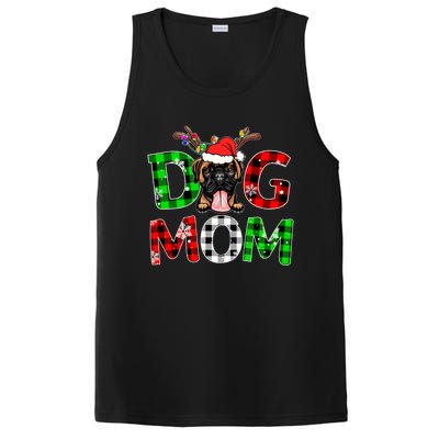 Boxer Dog Mom Buffalo Plaid Xmas Pajama Reindeer Horn Gift PosiCharge Competitor Tank