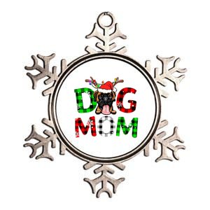 Boxer Dog Mom Buffalo Plaid Xmas Pajama Reindeer Horn Gift Metallic Star Ornament