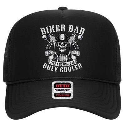 Biker Dad Motorcycle Father Rider Biker Dad High Crown Mesh Back Trucker Hat