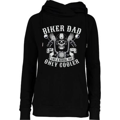 Biker Dad Motorcycle Father Rider Biker Dad Womens Funnel Neck Pullover Hood