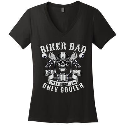 Biker Dad Motorcycle Father Rider Biker Dad Women's V-Neck T-Shirt