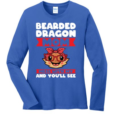 Bearded Dragon Mom Mess With My And You'll See Lizards Funny Gift Ladies Long Sleeve Shirt