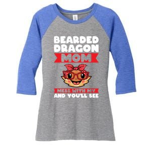 Bearded Dragon Mom Mess With My And You'll See Lizards Funny Gift Women's Tri-Blend 3/4-Sleeve Raglan Shirt