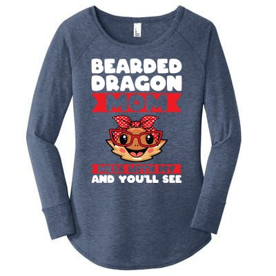 Bearded Dragon Mom Mess With My And You'll See Lizards Funny Gift Women's Perfect Tri Tunic Long Sleeve Shirt