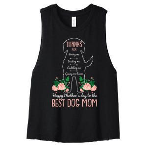 Best Dog Mom Mothers Day Cute Puppy Lover Mama Momma Mommy Women's Racerback Cropped Tank