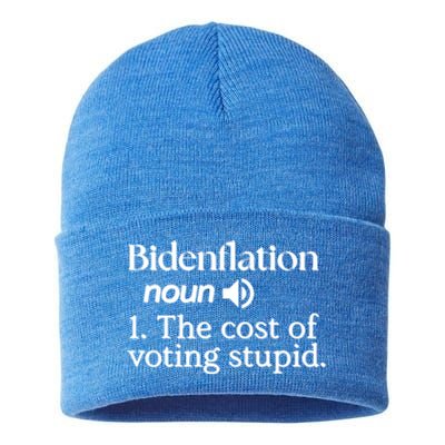 Bidenflation Definition Noun The Cost Of Voting Stupid Funny Gift Sustainable Knit Beanie