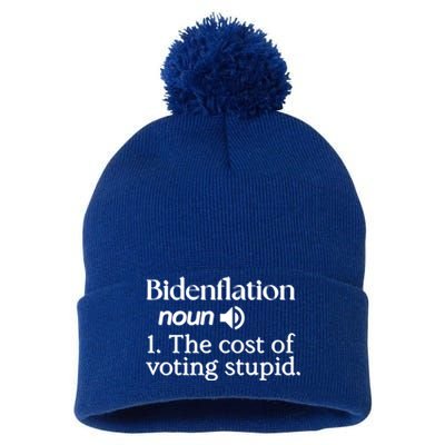 Bidenflation Definition Noun The Cost Of Voting Stupid Funny Gift Pom Pom 12in Knit Beanie