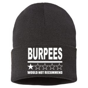 Burpees Do Not Recommend 1 Star Rating Funny Gym Workout Sustainable Knit Beanie