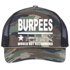 Burpees Do Not Recommend 1 Star Rating Funny Gym Workout Retro Rope Trucker Hat Cap