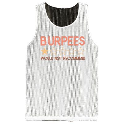 Burpees Do Not Recommend 1 Star Rating Funny Gym Workout Mesh Reversible Basketball Jersey Tank