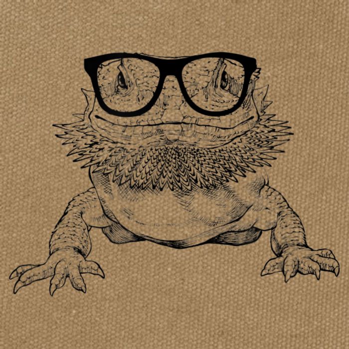 Bearded Dragon Nerdy Glasses Animal Cotton Canvas Backpack