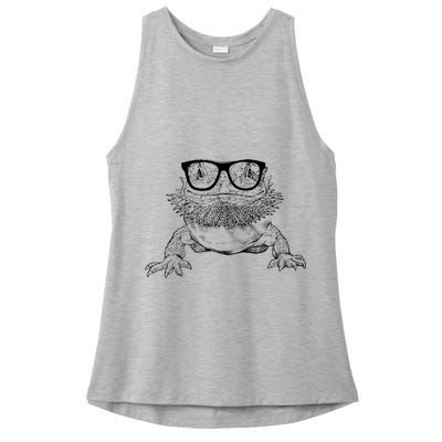 Bearded Dragon Nerdy Glasses Animal Ladies PosiCharge Tri-Blend Wicking Tank