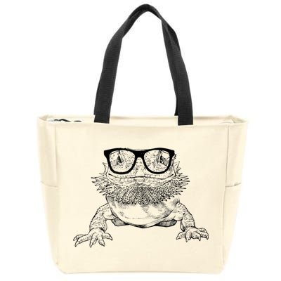 Bearded Dragon Nerdy Glasses Animal Zip Tote Bag