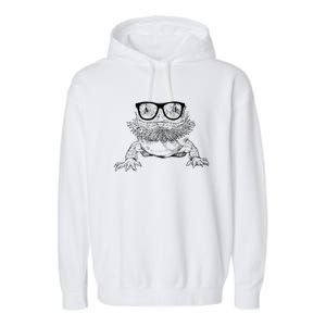 Bearded Dragon Nerdy Glasses Animal Garment-Dyed Fleece Hoodie