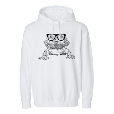 Bearded Dragon Nerdy Glasses Animal Garment-Dyed Fleece Hoodie