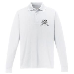 Bearded Dragon Nerdy Glasses Animal Performance Long Sleeve Polo