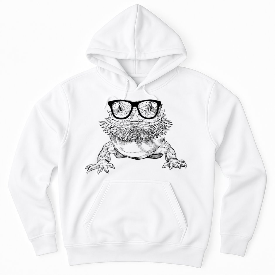 Bearded Dragon Nerdy Glasses Animal Hoodie