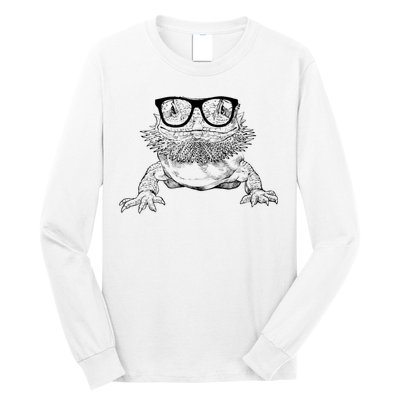 Bearded Dragon Nerdy Glasses Animal Long Sleeve Shirt