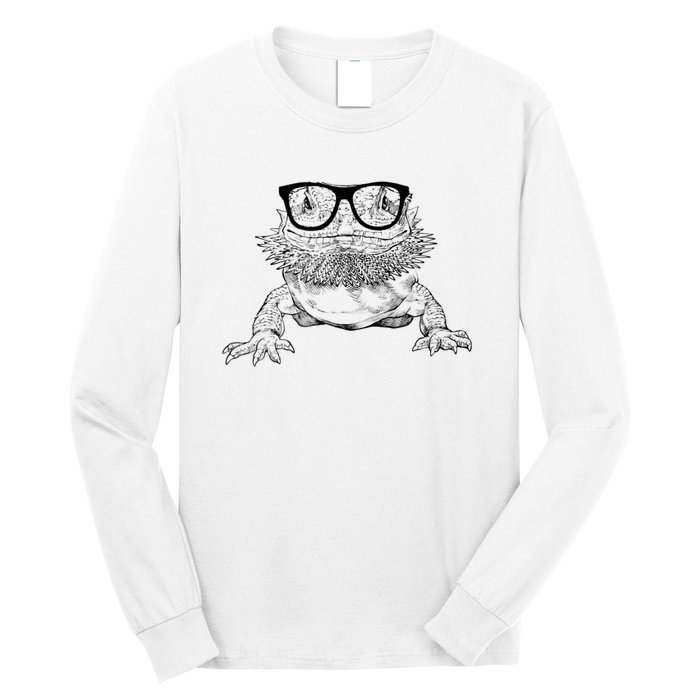 Bearded Dragon Nerdy Glasses Animal Long Sleeve Shirt