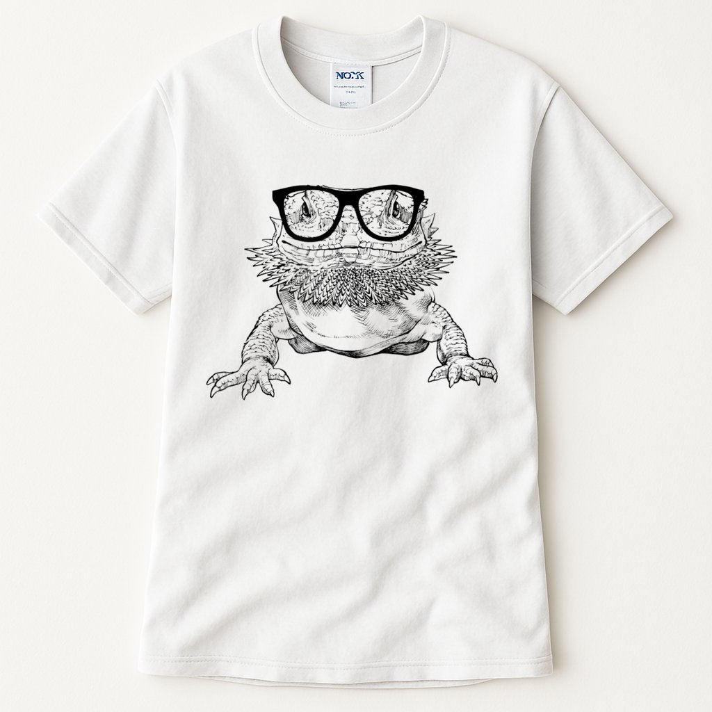 Bearded Dragon Nerdy Glasses Animal Tall T-Shirt