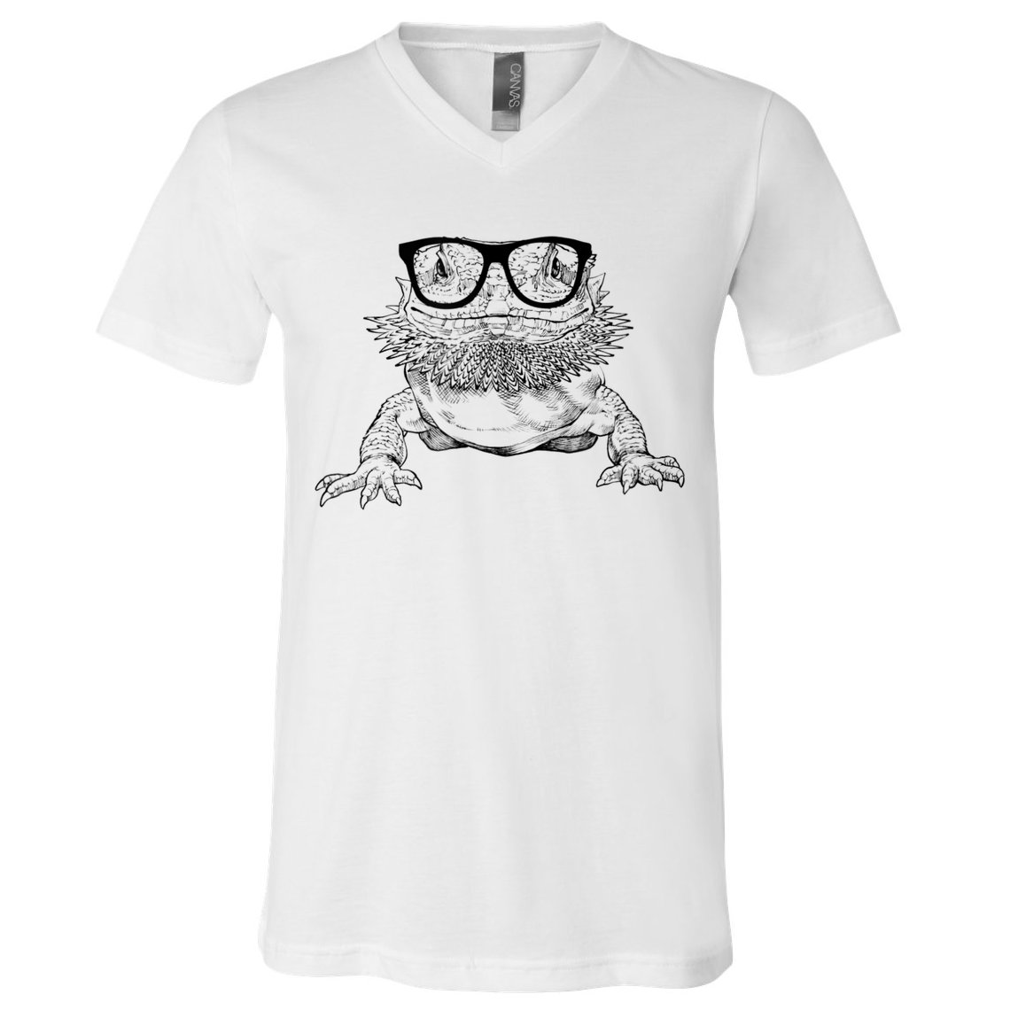 Bearded Dragon Nerdy Glasses Animal V-Neck T-Shirt