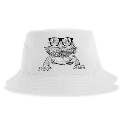 Bearded Dragon Nerdy Glasses Animal Sustainable Bucket Hat