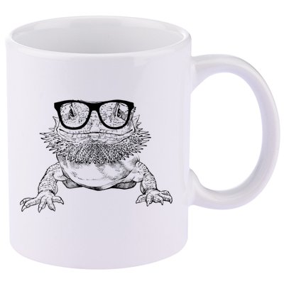Bearded Dragon Nerdy Glasses Animal 11oz C Handle Ceramic Mug