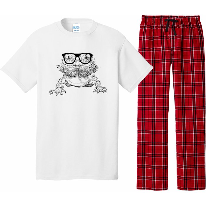 Bearded Dragon Nerdy Glasses Animal Pajama Set