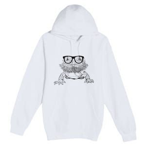 Bearded Dragon Nerdy Glasses Animal Premium Pullover Hoodie