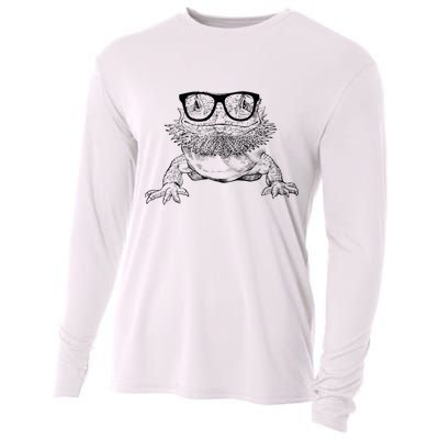 Bearded Dragon Nerdy Glasses Animal Cooling Performance Long Sleeve Crew