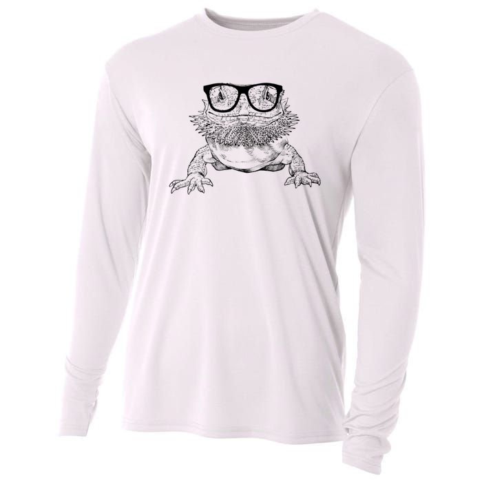 Bearded Dragon Nerdy Glasses Animal Cooling Performance Long Sleeve Crew