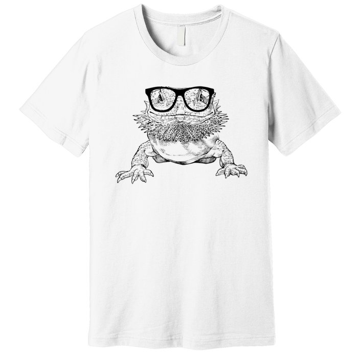 Bearded Dragon Nerdy Glasses Animal Premium T-Shirt