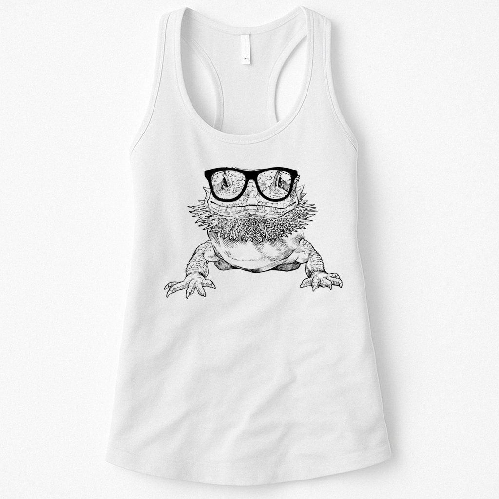 Bearded Dragon Nerdy Glasses Animal Womens Tank Top
