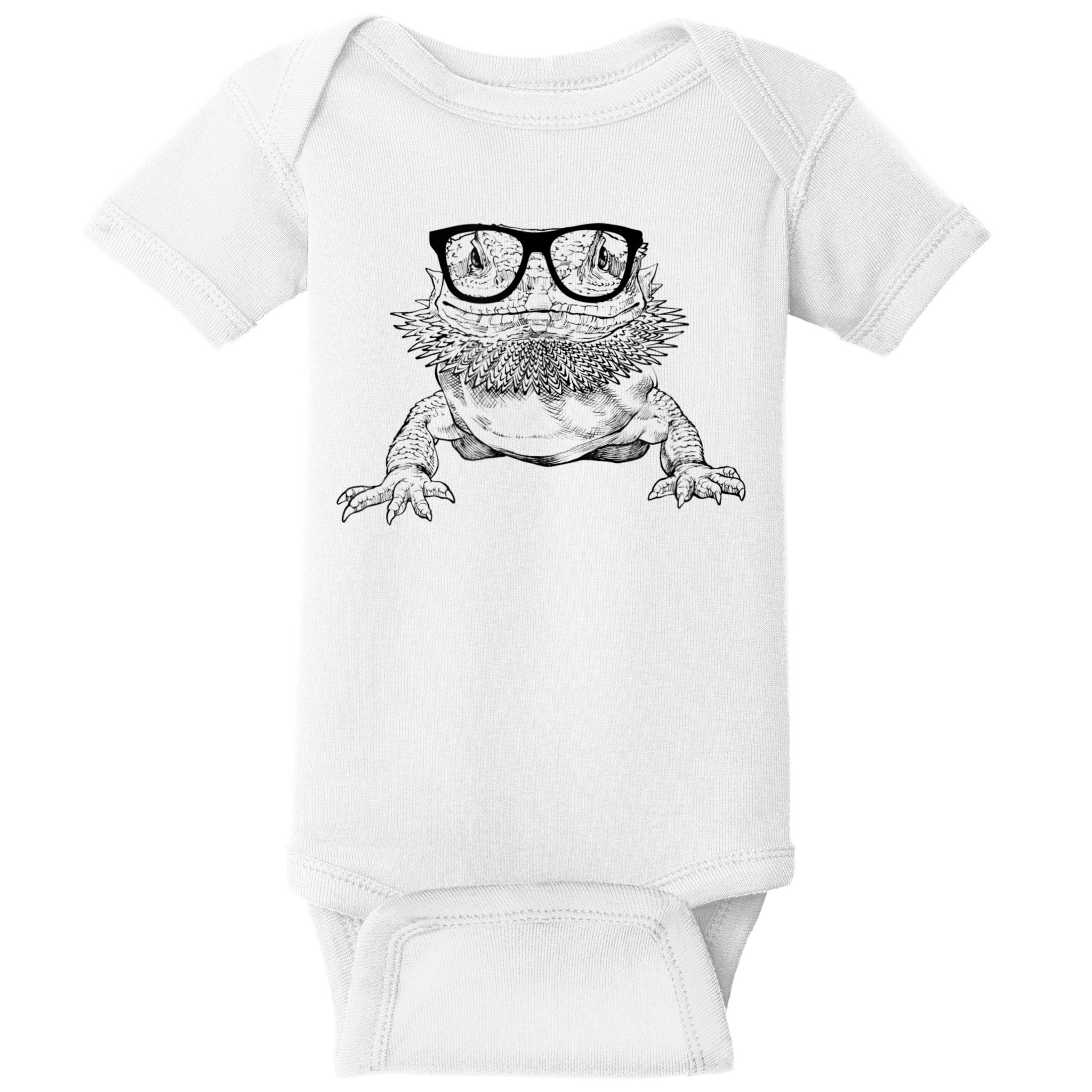 Bearded Dragon Nerdy Glasses Animal Baby Bodysuit