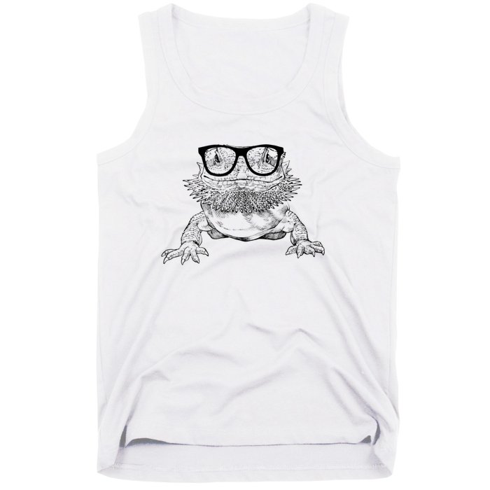 Bearded Dragon Nerdy Glasses Animal Tank Top