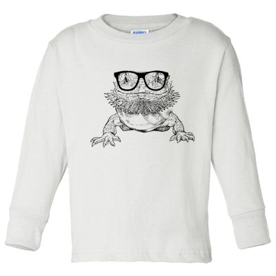 Bearded Dragon Nerdy Glasses Animal Toddler Long Sleeve Shirt