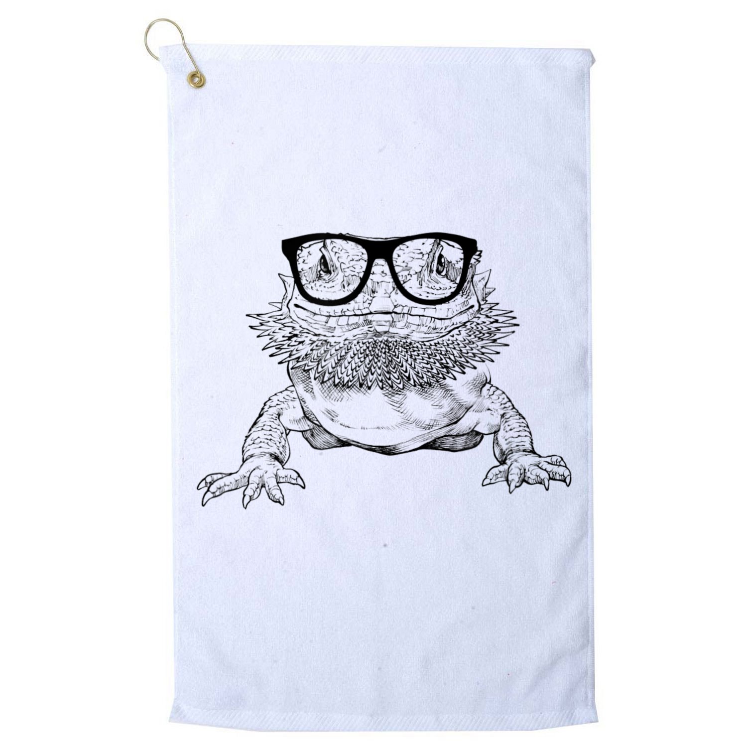 Bearded Dragon Nerdy Glasses Animal Golf Towel