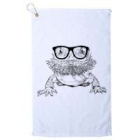 Bearded Dragon Nerdy Glasses Animal Platinum Collection Golf Towel