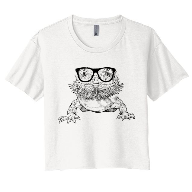 Bearded Dragon Nerdy Glasses Animal Crop Top