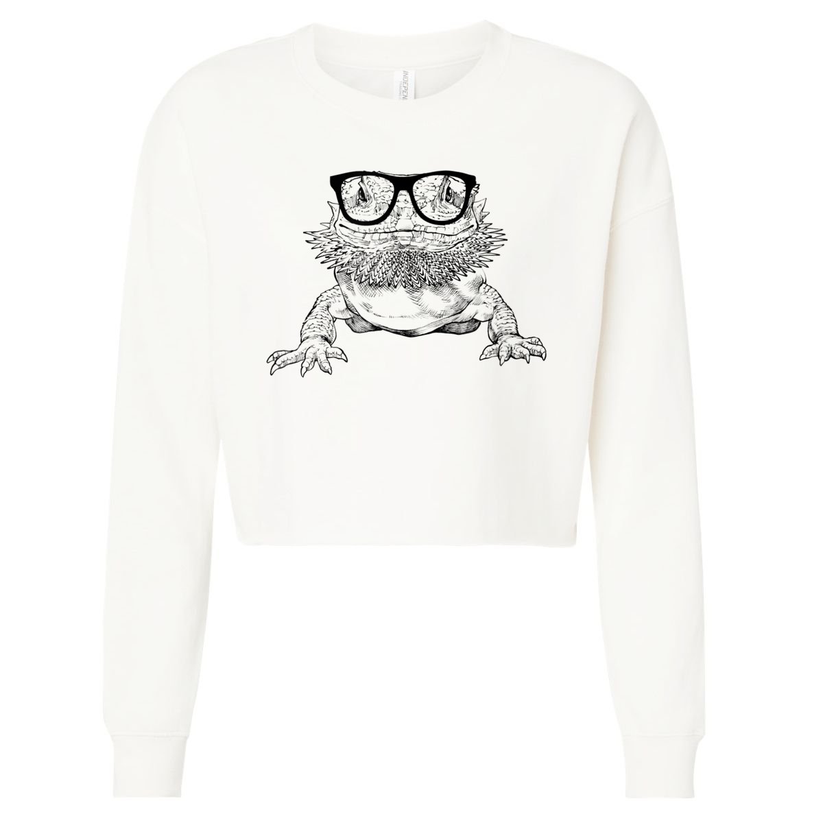 Bearded Dragon Nerdy Glasses Animal Cropped Pullover Crew
