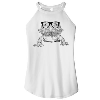 Bearded Dragon Nerdy Glasses Animal Women's Perfect Tri Rocker Tank