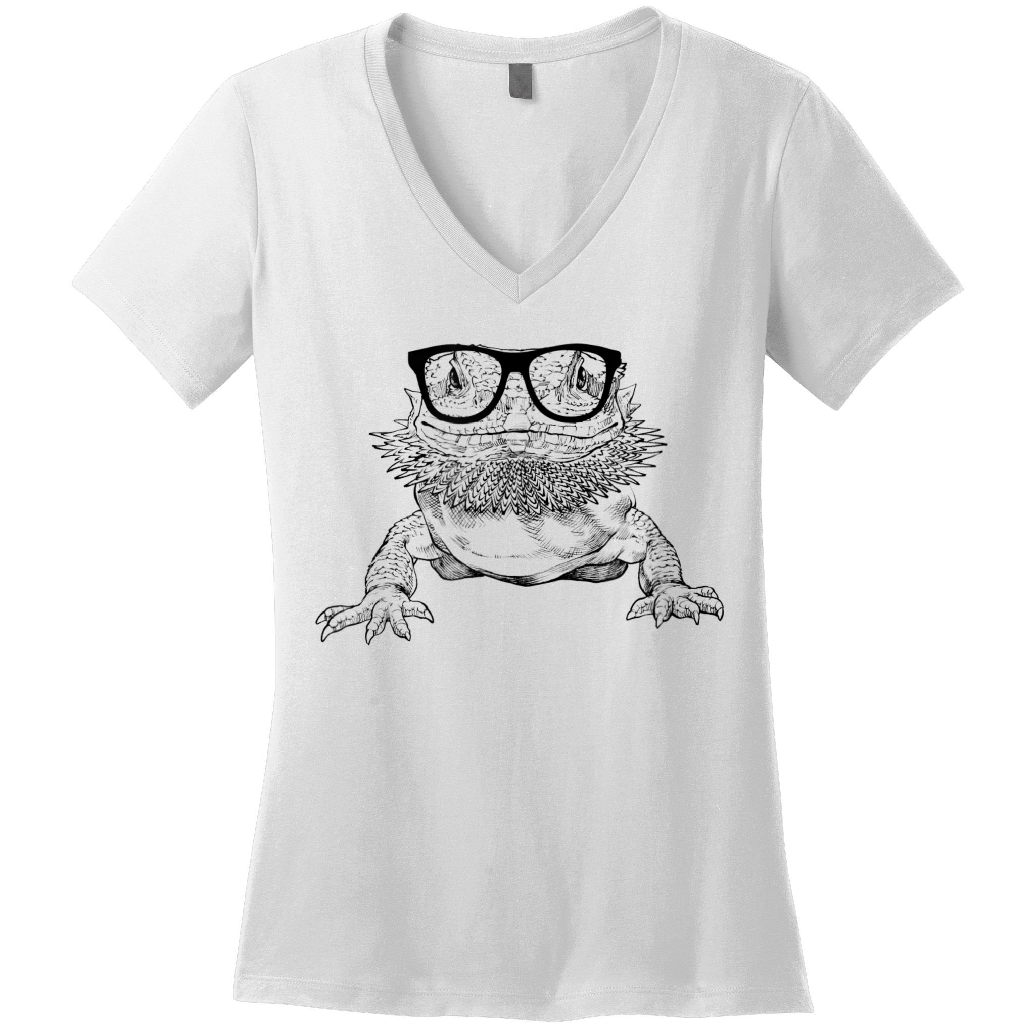 Bearded Dragon Nerdy Glasses Animal Women's V-Neck T-Shirt