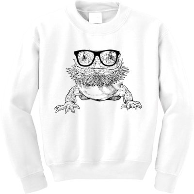 Bearded Dragon Nerdy Glasses Animal Kids Sweatshirt