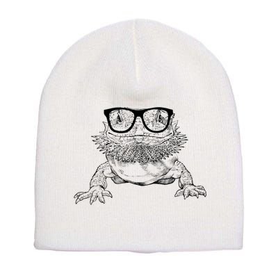 Bearded Dragon Nerdy Glasses Animal Short Acrylic Beanie