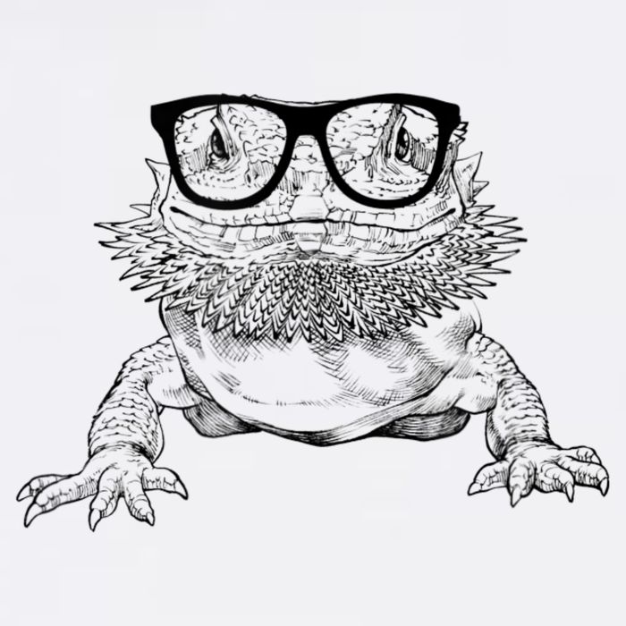 Bearded Dragon Nerdy Glasses Animal Full Zip Hoodie