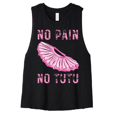 Ballet Dancer No Pain No Tutu Ballet Plie Ballet Women's Racerback Cropped Tank