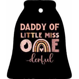 Boho Daddy Of Miss Onederful 1st Birthday Girl Cute Ceramic Bell Ornament