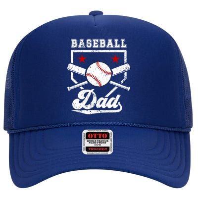 Baseball Dad Of A Baseball Player Dad Baseball Father Gift High Crown Mesh Back Trucker Hat