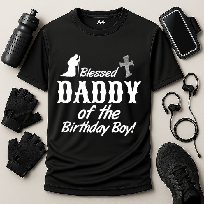 Blessed Daddy Of The Birthday Boy Cooling Performance Crew T-Shirt