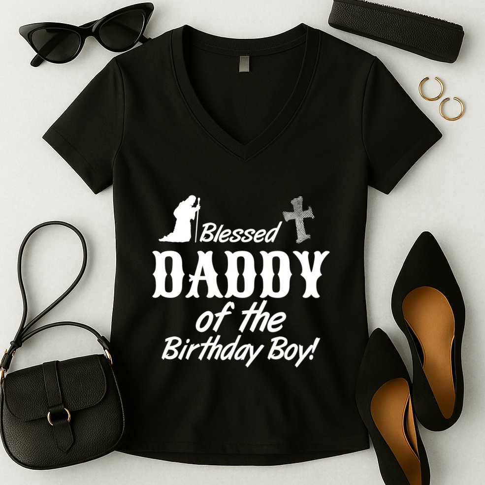 Blessed Daddy Of The Birthday Boy Women's V-Neck T-Shirt